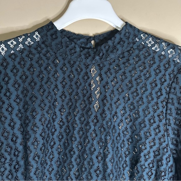 Lane Bryant Babydoll Tunic Top Women 16 Blue Lace Bell Sleeve Cottagecore Fairy - Picture 8 of 13